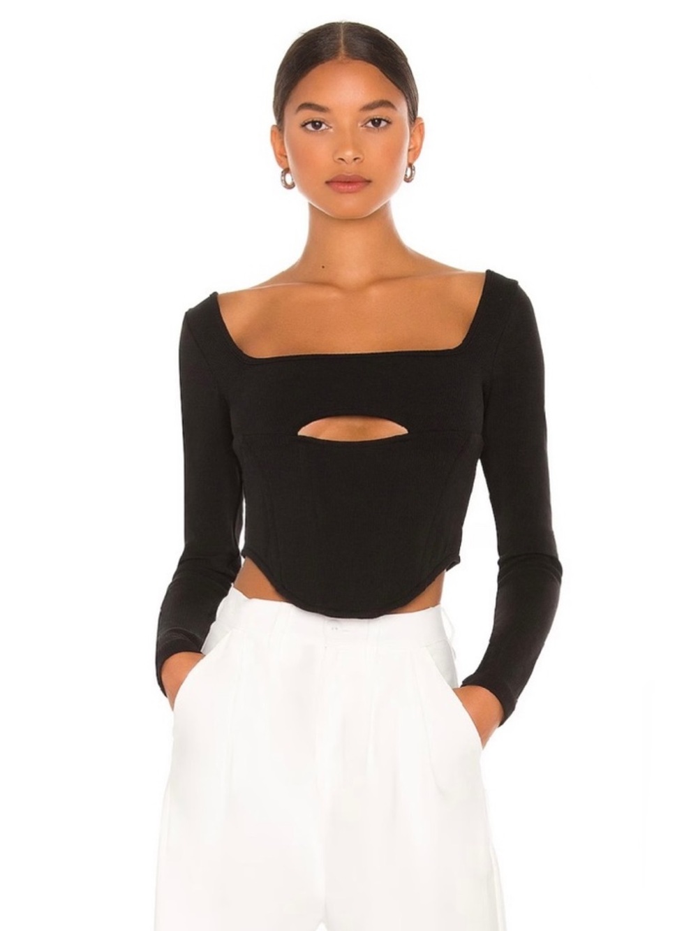 NEW ATOIR REVOLVE BLACK RIBBED BUSTIER CROP TOP